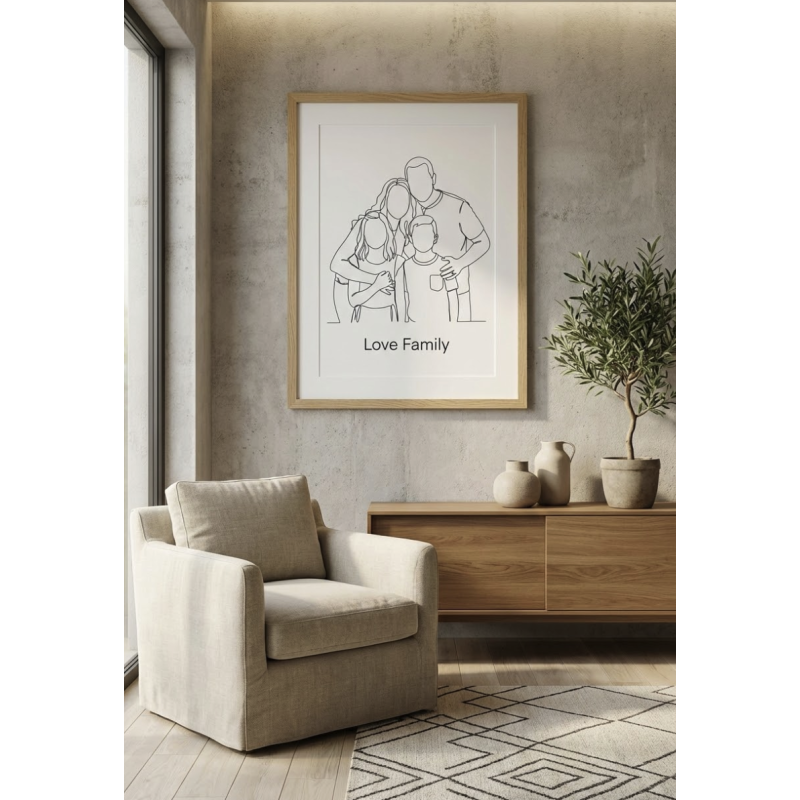 Portrait line art personnalisé minimaliste