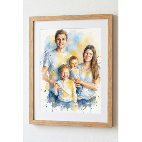 Portrait aquarelle personnalisé artistique